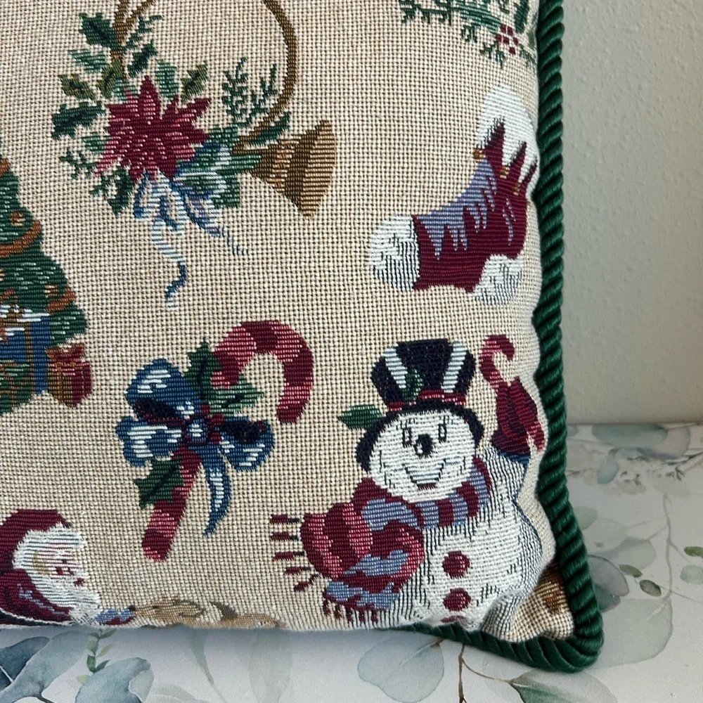 Vintage Holiday Throw Pillow with Christmas Design